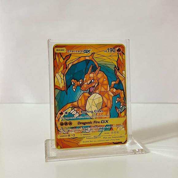 “2” Pokemon M Charizard GX & Charizard GX METAL GOLD CARD Gift/Display/Fan Art - Picture 2 of 4